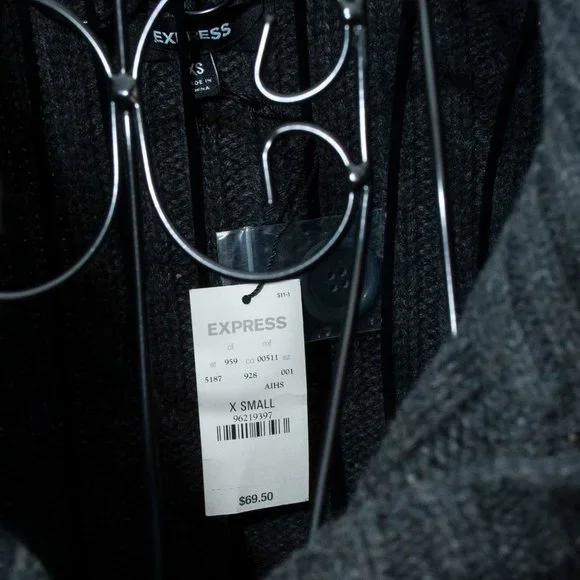 NWT Express Grey Crop Funnel Neck Cardigan - Picture 5 of 5